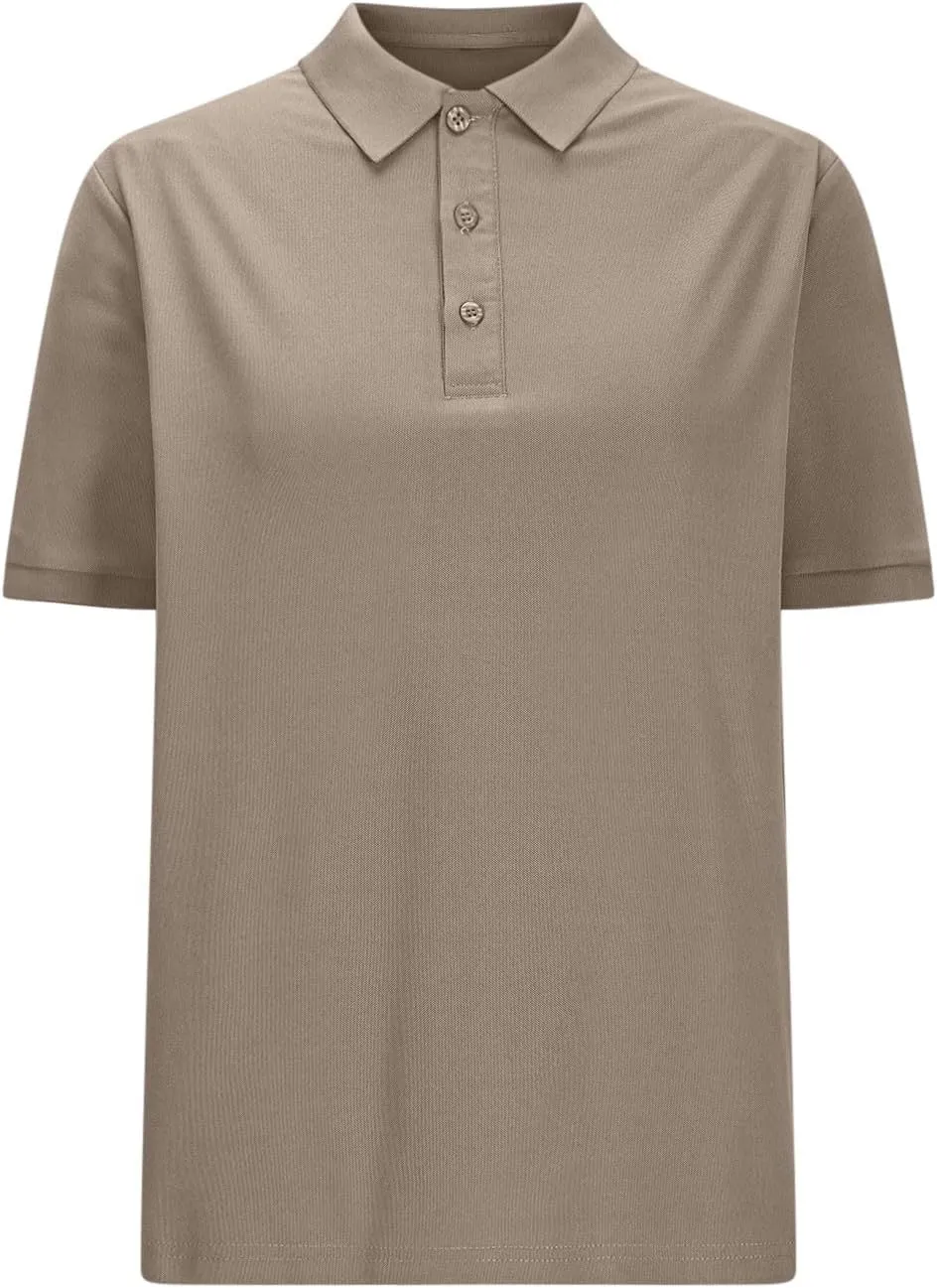 Plus Size Basic Golf Polo Shirts Women Summer Mesh Quick Dry Short Sleeve Button Up Collared T-Shirt Lightweight Casual Tops