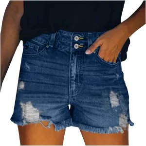 Plus Size Denim Bermuda Shorts For Women Jean Shorts High Waisted Ripped Shorts Distressed Jean Shorts for Summer