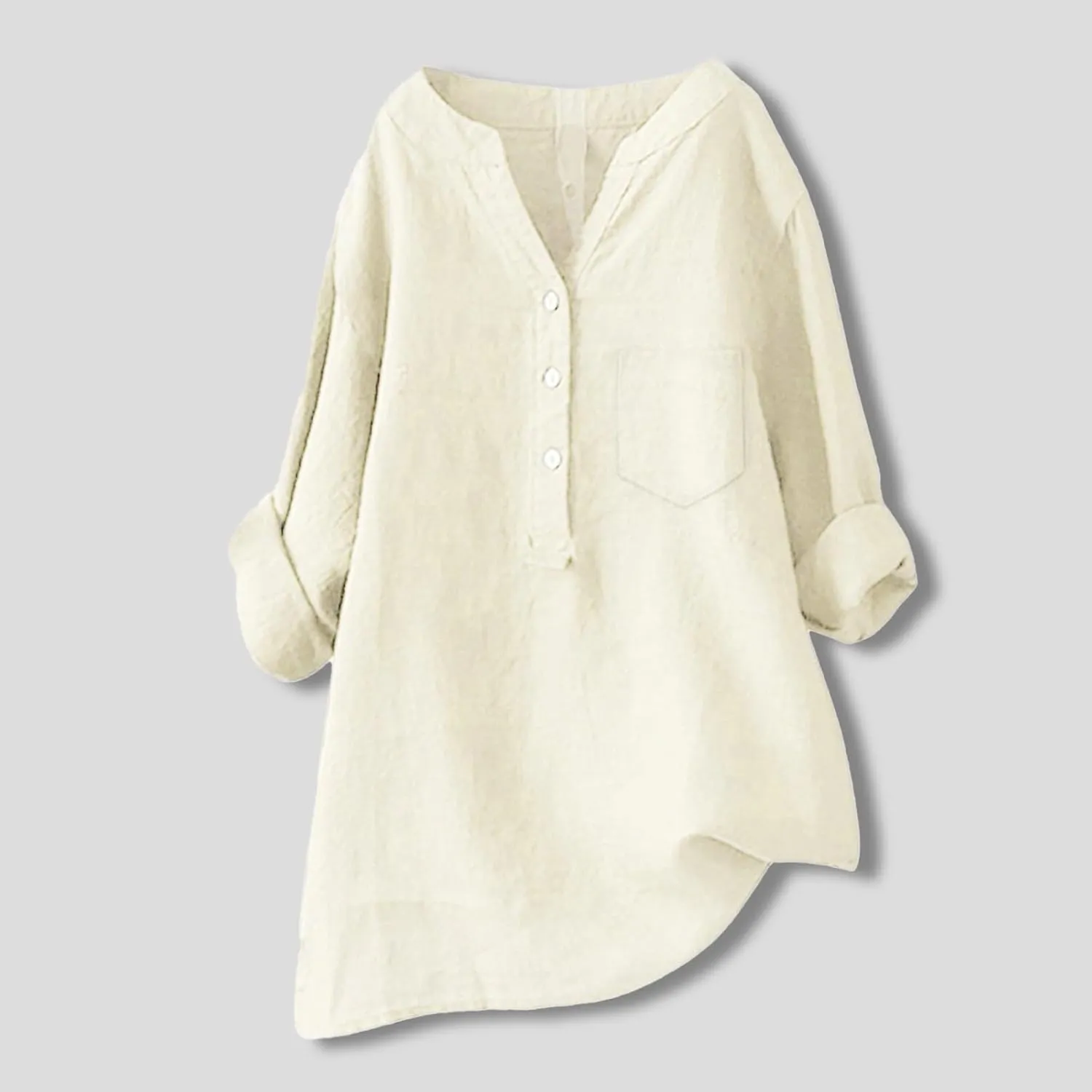 Plus Size Linen Tops for Women Summer Loose V Neck Button Down Long Sleeve T-Shirts Casual Plain Pullover Tee Shirts