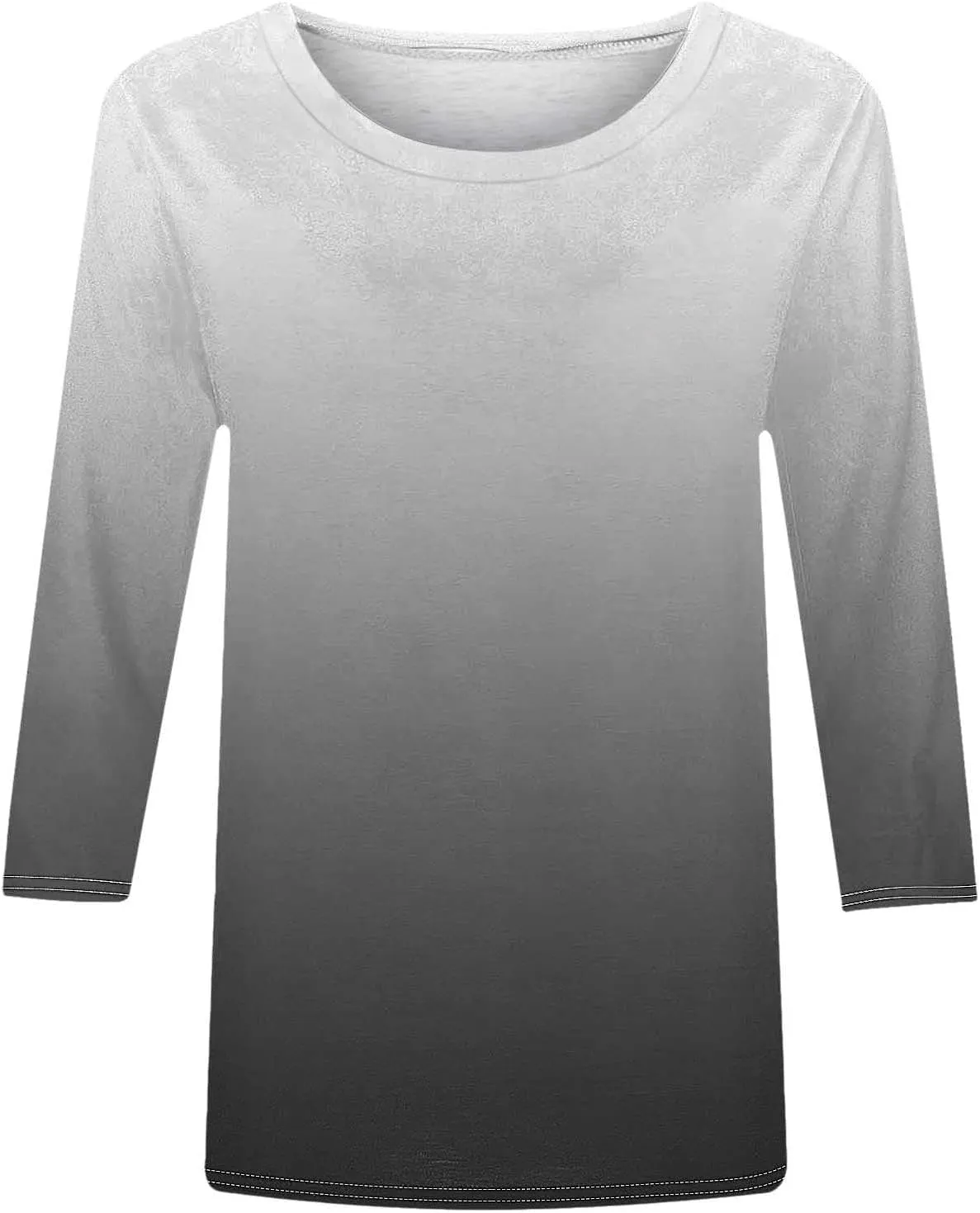 Plus Size Tops for Women Casual 3/4 Sleeve Gradient Color T-Shirts Trendy Loose Fit Crew Neck Oversized Tshirts