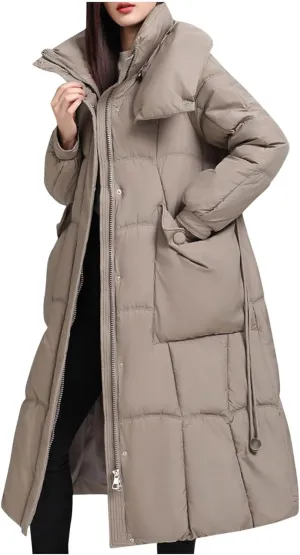Plus Size Winter Coats for Women Warm Thicken Long Puffer Jackets Padded down Coat Oversized Outerwear with Hood