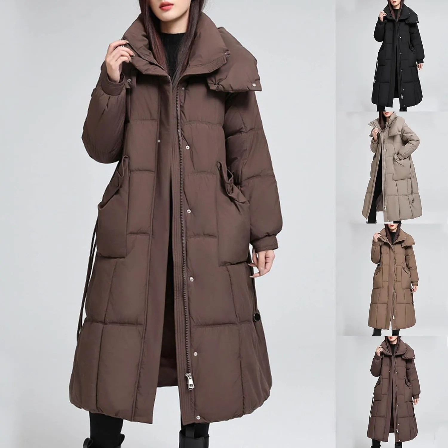 Plus Size Winter Coats for Women Warm Thicken Long Puffer Jackets Padded down Coat Oversized Outerwear with Hood