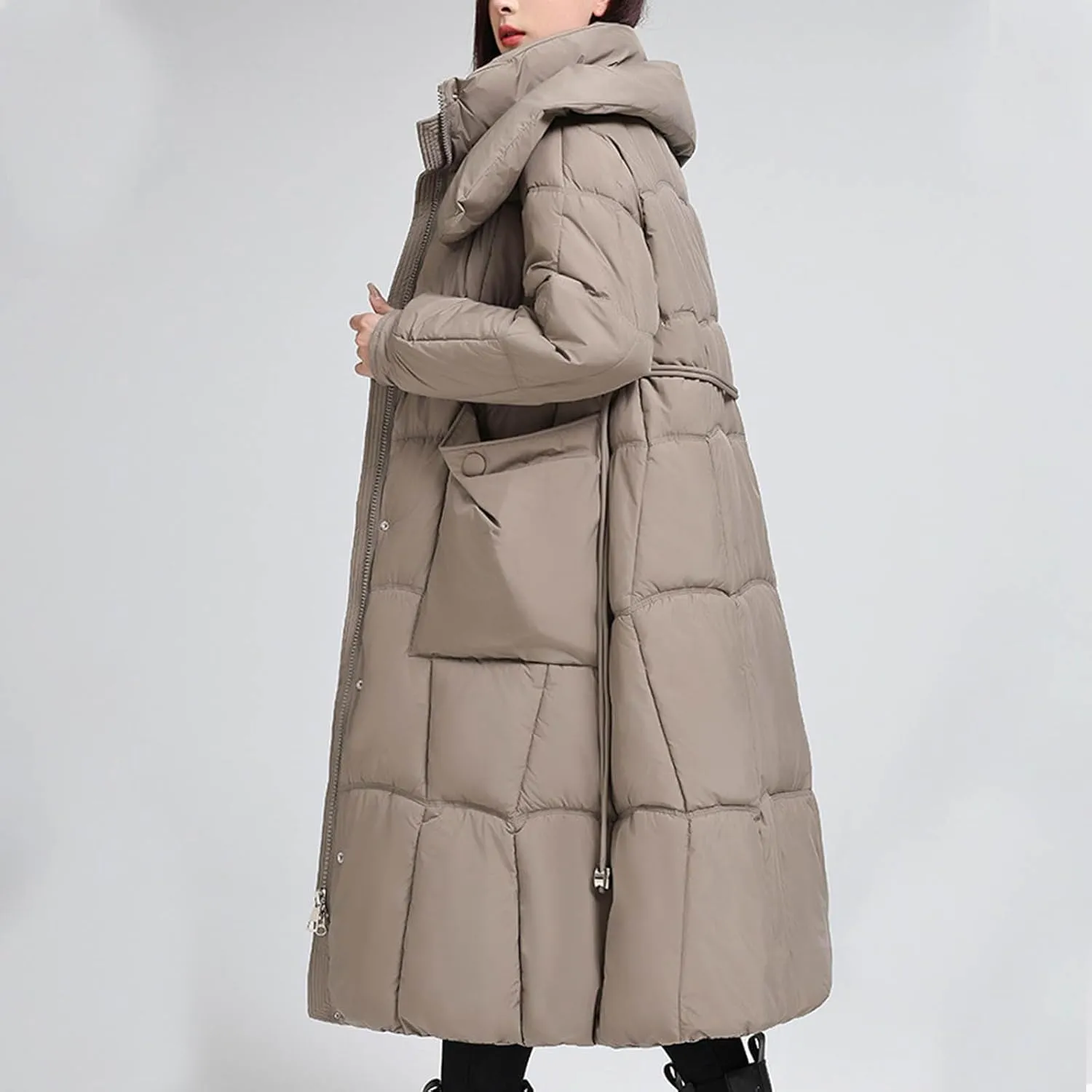 Plus Size Winter Coats for Women Warm Thicken Long Puffer Jackets Padded down Coat Oversized Outerwear with Hood