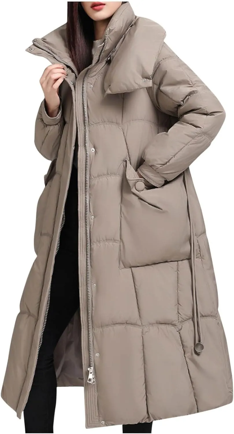 Plus Size Winter Coats for Women Warm Thicken Long Puffer Jackets Padded down Coat Oversized Outerwear with Hood