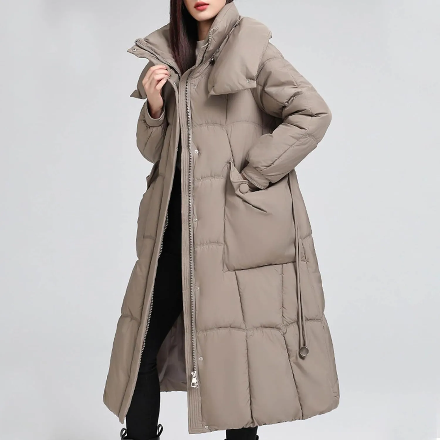 Plus Size Winter Coats for Women Warm Thicken Long Puffer Jackets Padded down Coat Oversized Outerwear with Hood