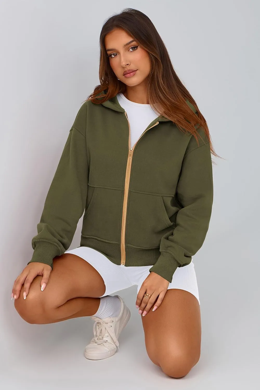 PRETTYGARDEN Women's Zip Up Hoodie Sweatshirt Y2K Fall Fashion Clothes Long Sleeve Loose Fit Pockets Casual Trendy Jacket