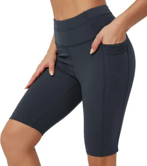 Rataves Womens Shorts 10" Workout Yoga Shorts with Pockets High Waisted Athletic Shorts Running Biker Shorts（007）