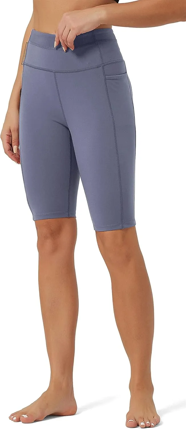 Rataves Womens Shorts 10" Workout Yoga Shorts with Pockets High Waisted Athletic Shorts Running Biker Shorts（007）