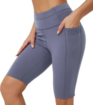 Rataves Womens Shorts 10" Workout Yoga Shorts with Pockets High Waisted Athletic Shorts Running Biker Shorts（007）