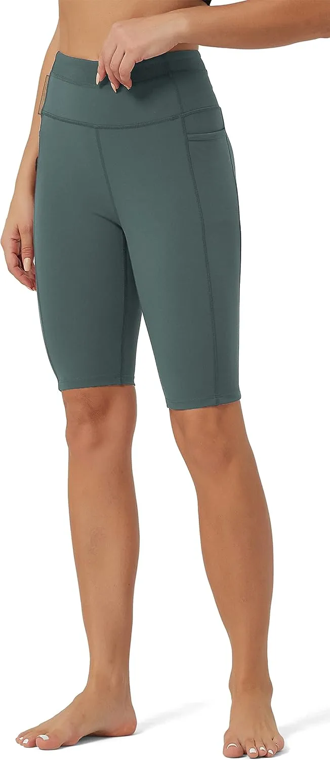 Rataves Womens Shorts 10" Workout Yoga Shorts with Pockets High Waisted Athletic Shorts Running Biker Shorts（007）