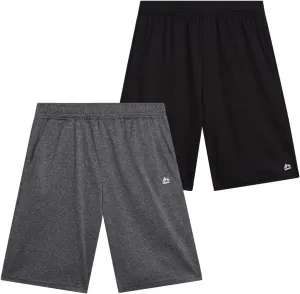 RBX Boys' Athletic Shorts - 2 Pack Breathable Poly Fleece Performance Shorts with Pockets - Active Shorts for Boys