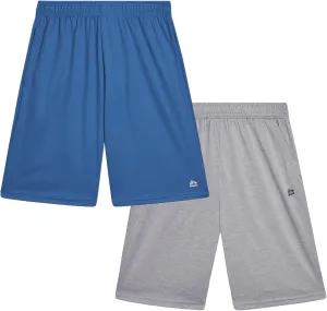 RBX Boys' Athletic Shorts - 2 Pack Breathable Poly Fleece Performance Shorts with Pockets - Active Shorts for Boys