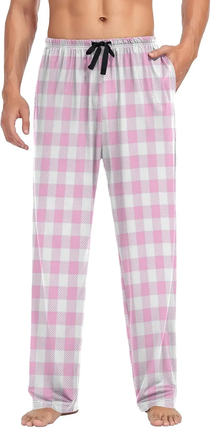 Red Checkered Gingham Tartan Men's Pajama Pants Sleepwear Lounge Pajama Bottoms