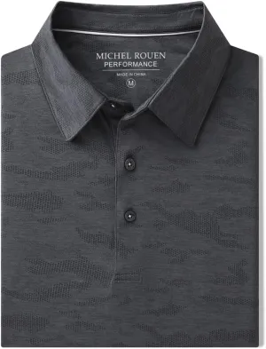 Rouen Polo Shirts for Men Moisture Wicking Quick Dry Lightweight Jacquard Performance Polo Shirts Casual Collared Golf Shirts