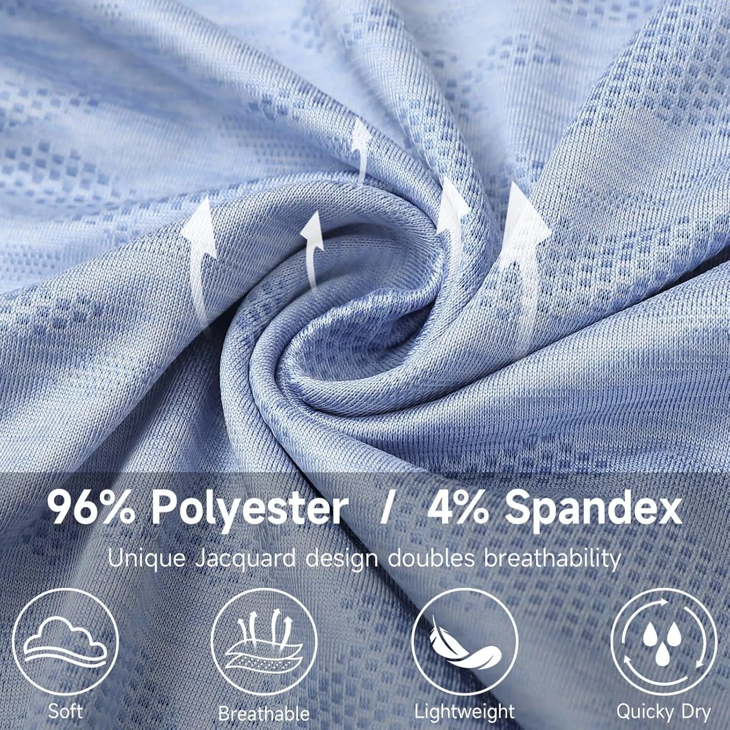 Rouen Polo Shirts for Men Moisture Wicking Quick Dry Lightweight Jacquard Performance Polo Shirts Casual Collared Golf Shirts