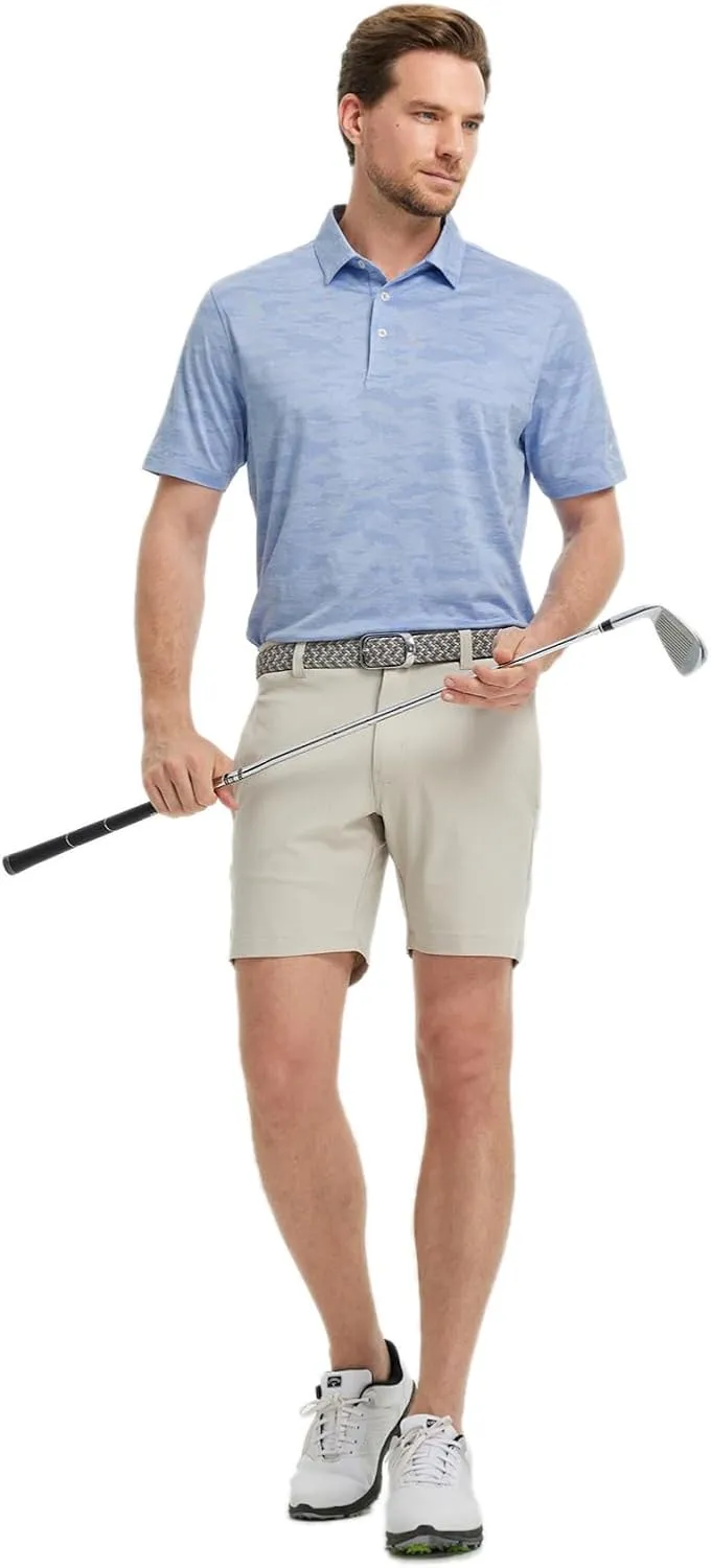 Rouen Polo Shirts for Men Moisture Wicking Quick Dry Lightweight Jacquard Performance Polo Shirts Casual Collared Golf Shirts