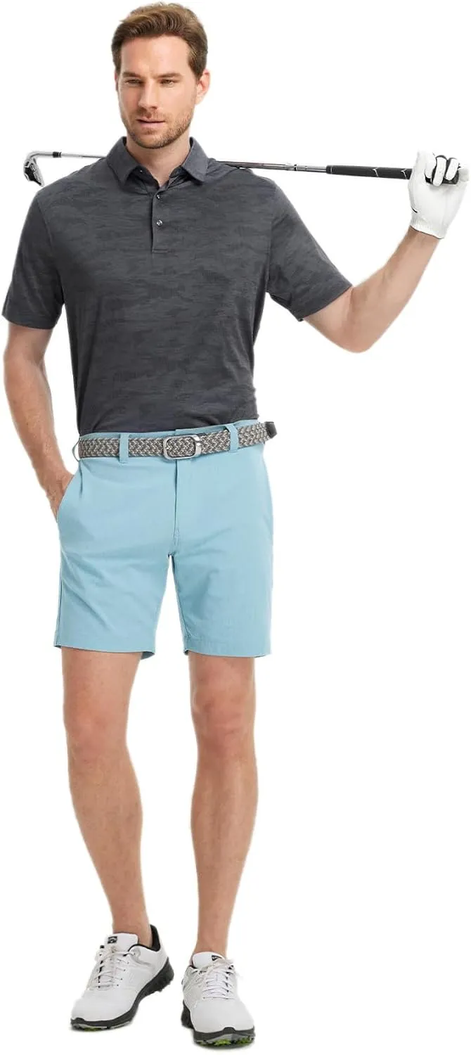 Rouen Polo Shirts for Men Moisture Wicking Quick Dry Lightweight Jacquard Performance Polo Shirts Casual Collared Golf Shirts