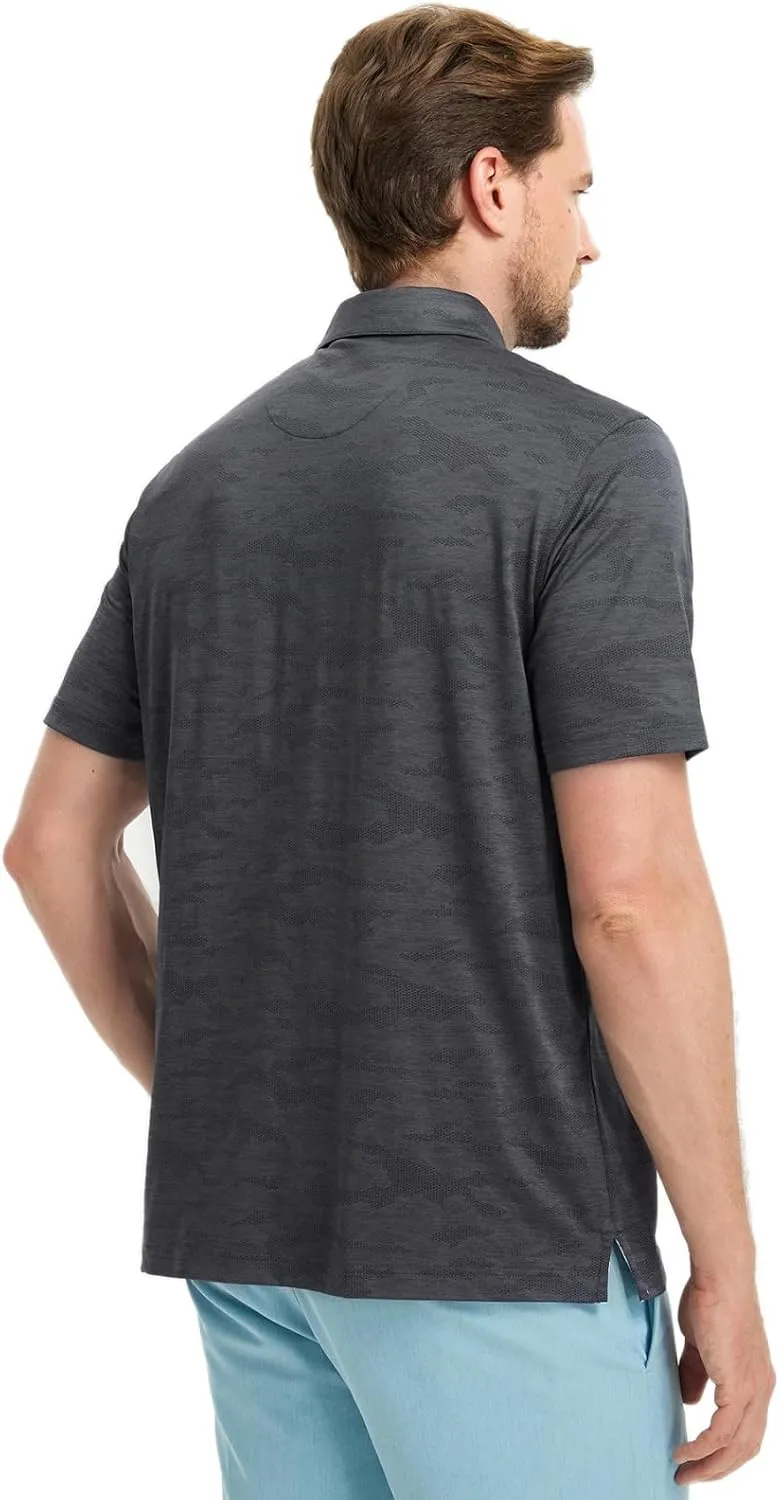 Rouen Polo Shirts for Men Moisture Wicking Quick Dry Lightweight Jacquard Performance Polo Shirts Casual Collared Golf Shirts