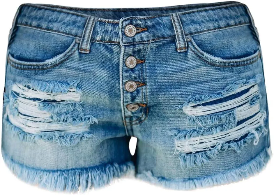 Rvidbe Womens Shorts Jean Womens Ripped Denim Shorts Mid Rise Distressed Hot Shorts Casual Summer Stretchy Ripped Shorts