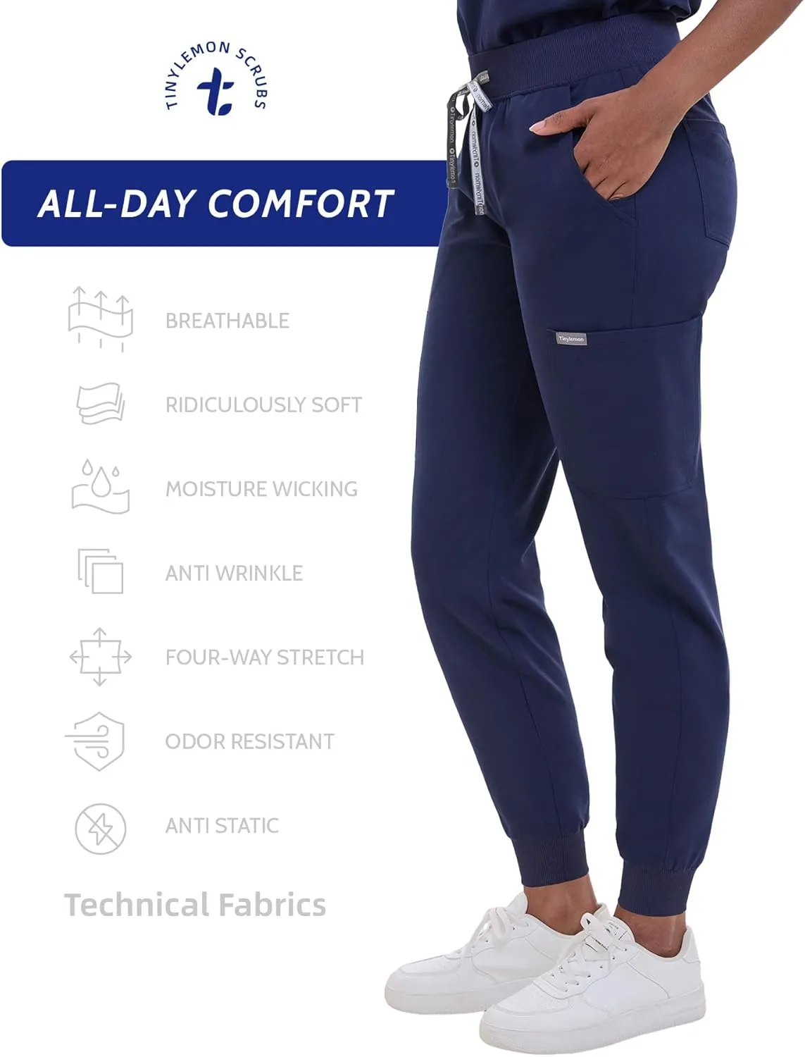 Scrub Pants for Women - Slim Fit Soft Four Way Stretch Anti-Wrinkle Yoga Waistband Women Joggers 8 Pockets