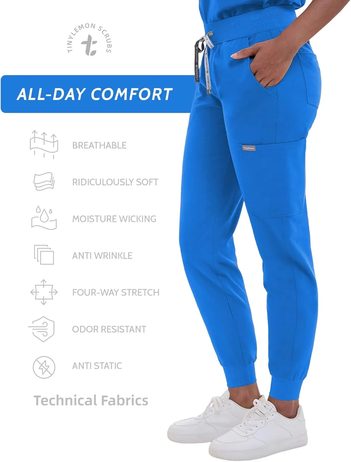 Scrub Pants for Women - Slim Fit Soft Four Way Stretch Anti-Wrinkle Yoga Waistband Women Joggers 8 Pockets