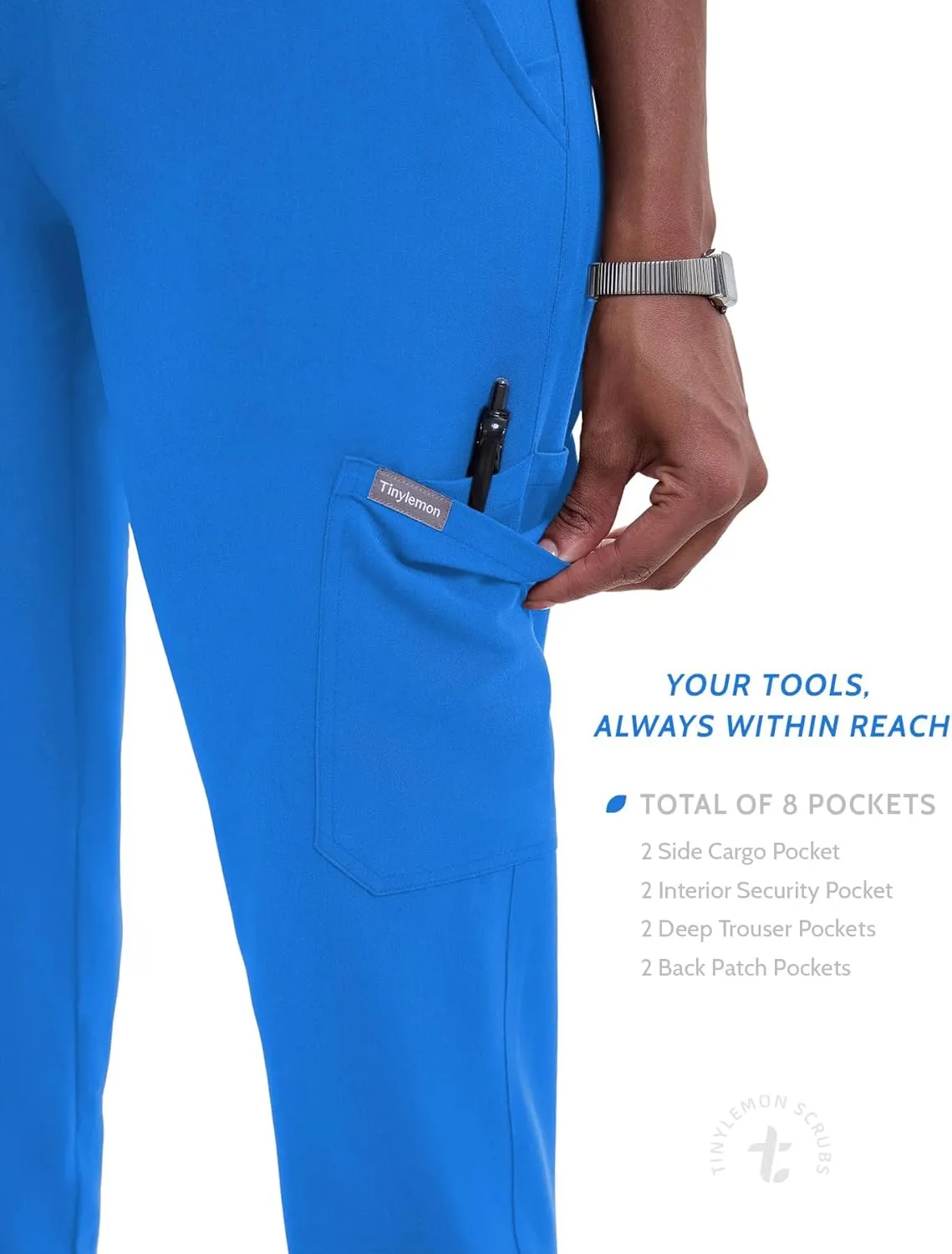 Scrub Pants for Women - Slim Fit Soft Four Way Stretch Anti-Wrinkle Yoga Waistband Women Joggers 8 Pockets