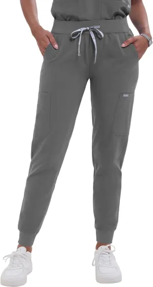 Scrub Pants for Women - Slim Fit Soft Four Way Stretch Anti-Wrinkle Yoga Waistband Women Joggers 8 Pockets
