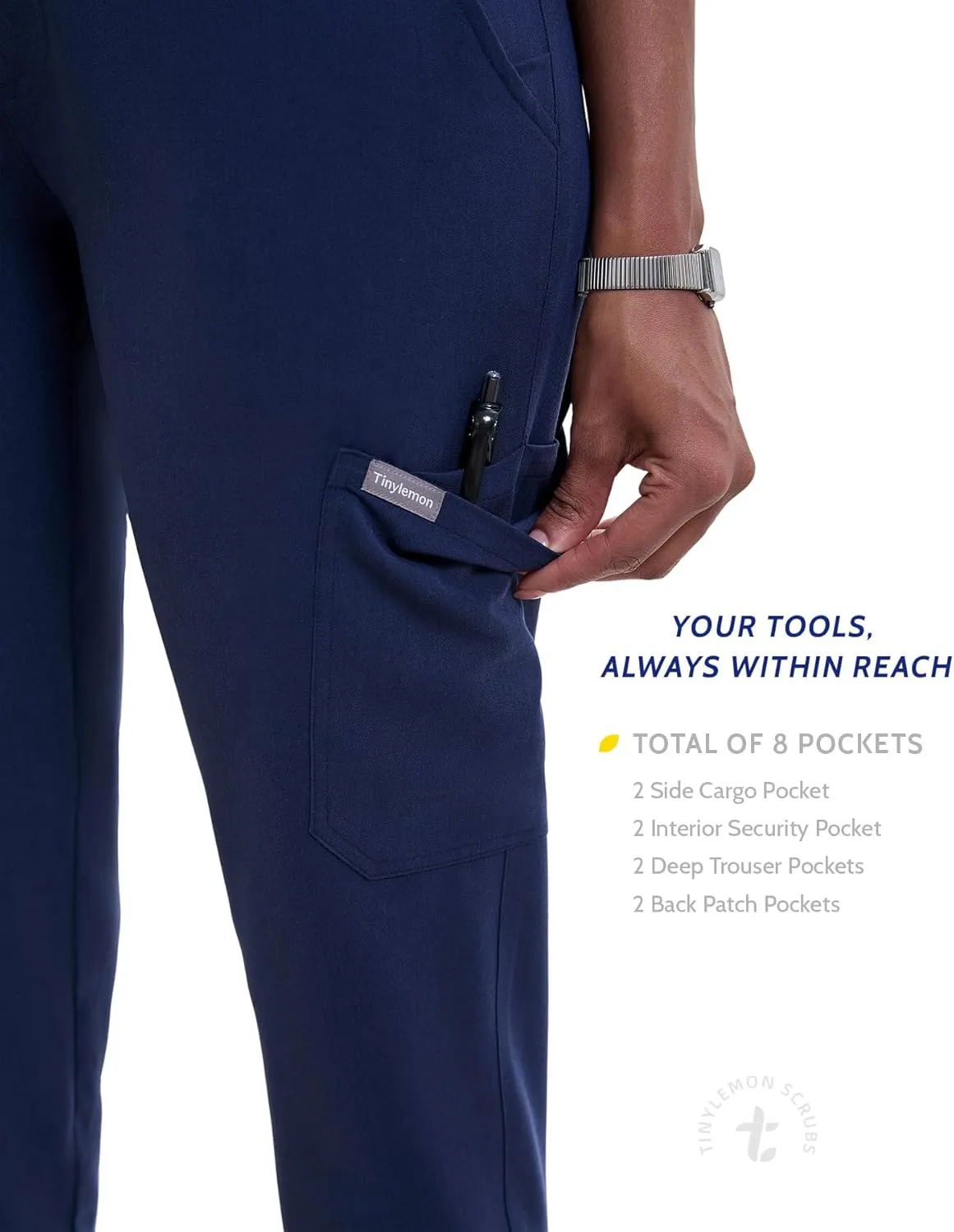 Scrub Pants for Women - Slim Fit Soft Four Way Stretch Anti-Wrinkle Yoga Waistband Women Joggers 8 Pockets
