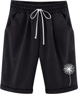 sdbrld Bermuda Shorts for Women,Womens Bermuda Shorts Casual Summer Drawstring Shorts High Waisted Cotton Athletic Shorts