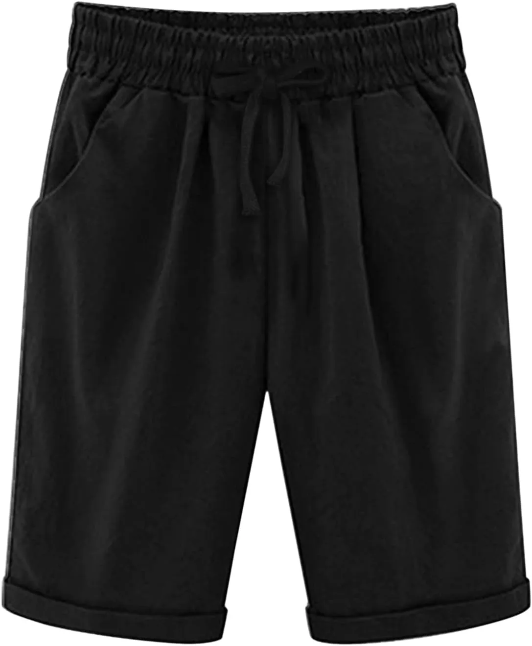 sdbrld Bermuda Shorts for Women,Womens Bermuda Shorts Trendy Summer Drawstring Shorts High Waisted Cotton Athletic Shorts
