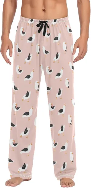 Seagulls On Pink Men's Pajama Pants Sleepwear Lounge Pajama Bottoms
