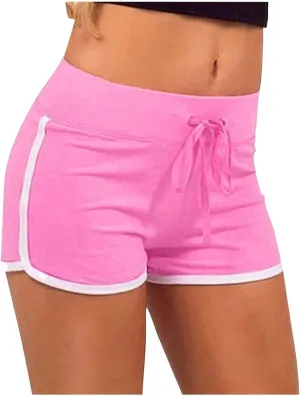 SHAOBGE Biker Shorts for Women Workout Running Shorts High Waisted Yoga Shorts Striped Sweat Shorts Casual Drawstring Shorts