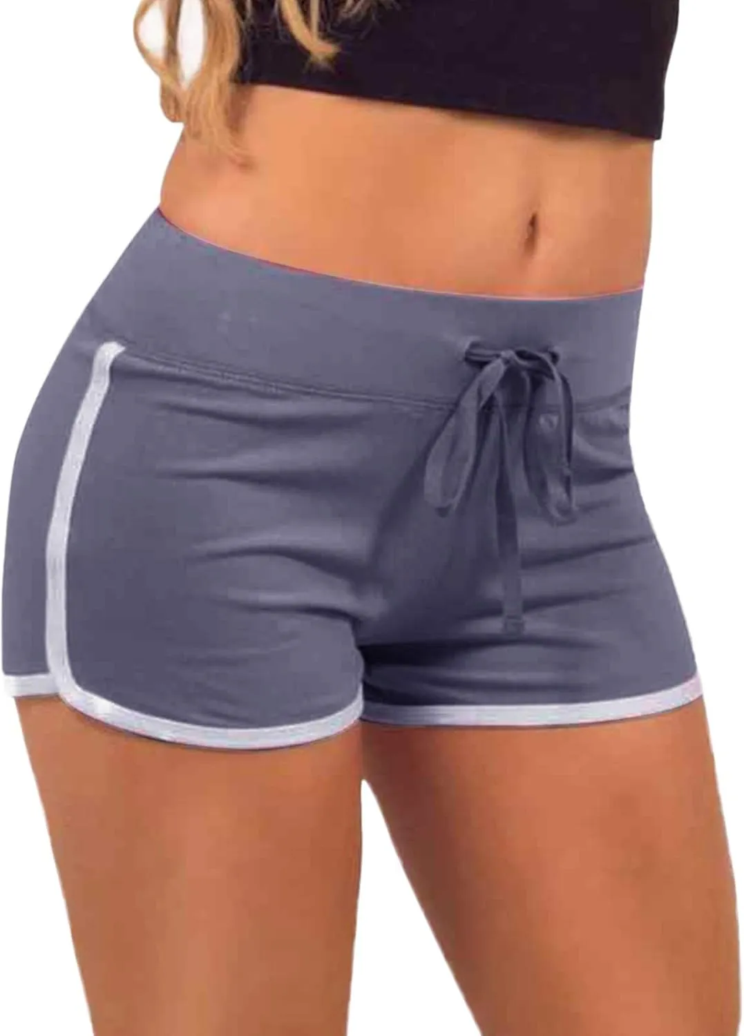 SHAOBGE Biker Shorts for Women Workout Running Shorts High Waisted Yoga Shorts Striped Sweat Shorts Casual Drawstring Shorts