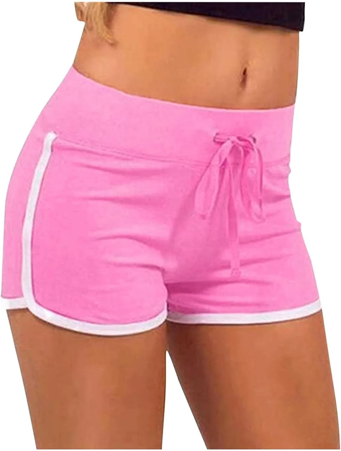 SHAOBGE Biker Shorts for Women Workout Running Shorts High Waisted Yoga Shorts Striped Sweat Shorts Casual Drawstring Shorts