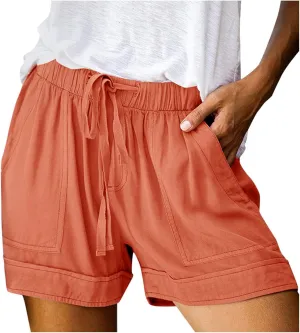 Shorts for Women 2024 Drawstring High Waisted Summer Bermuda Shorts Soft Trendy Lounge Shorts Beach Vacation Shorts