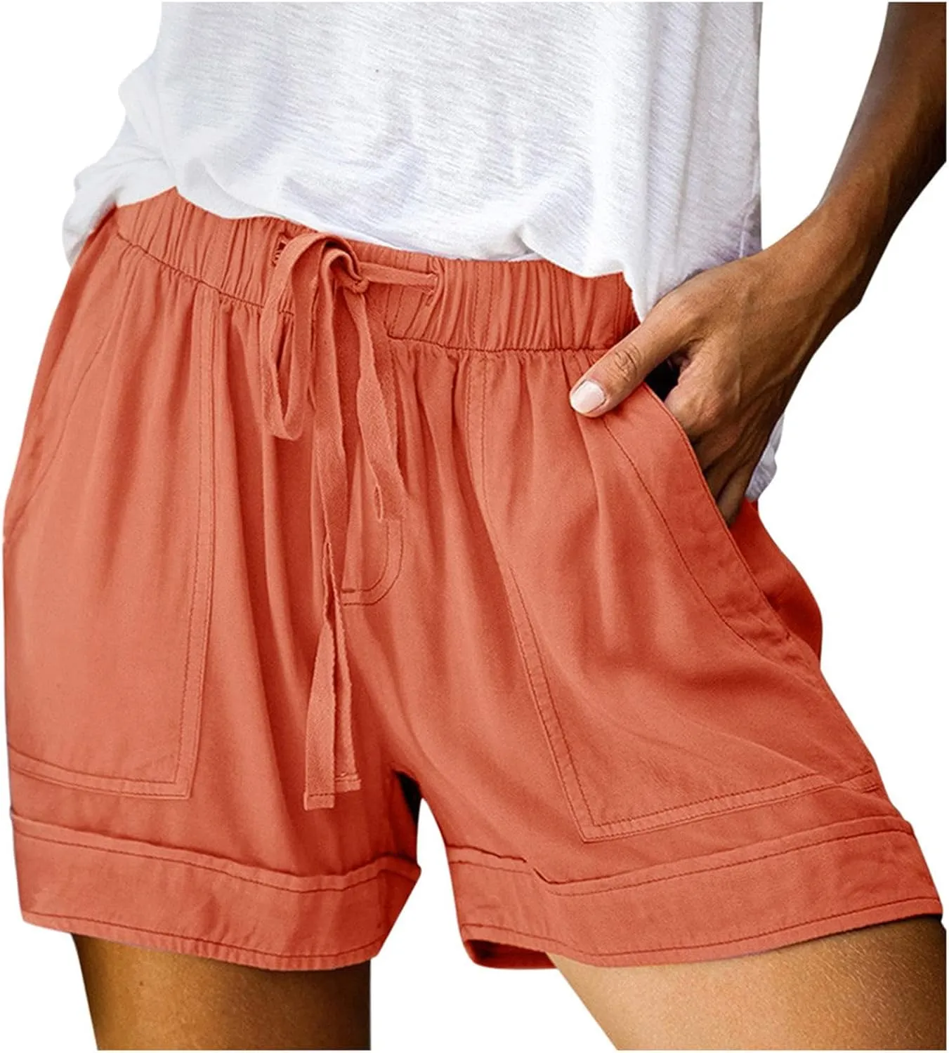 Shorts for Women 2024 Drawstring High Waisted Summer Bermuda Shorts Soft Trendy Lounge Shorts Beach Vacation Shorts