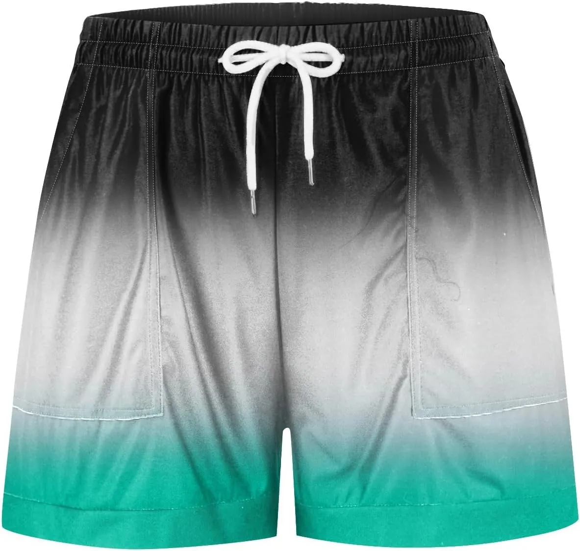 Shorts for Women Summer Linen Shorts Elastic Waist Shorts Casual Beach Shorts Wide Leg Shorts with Pockets