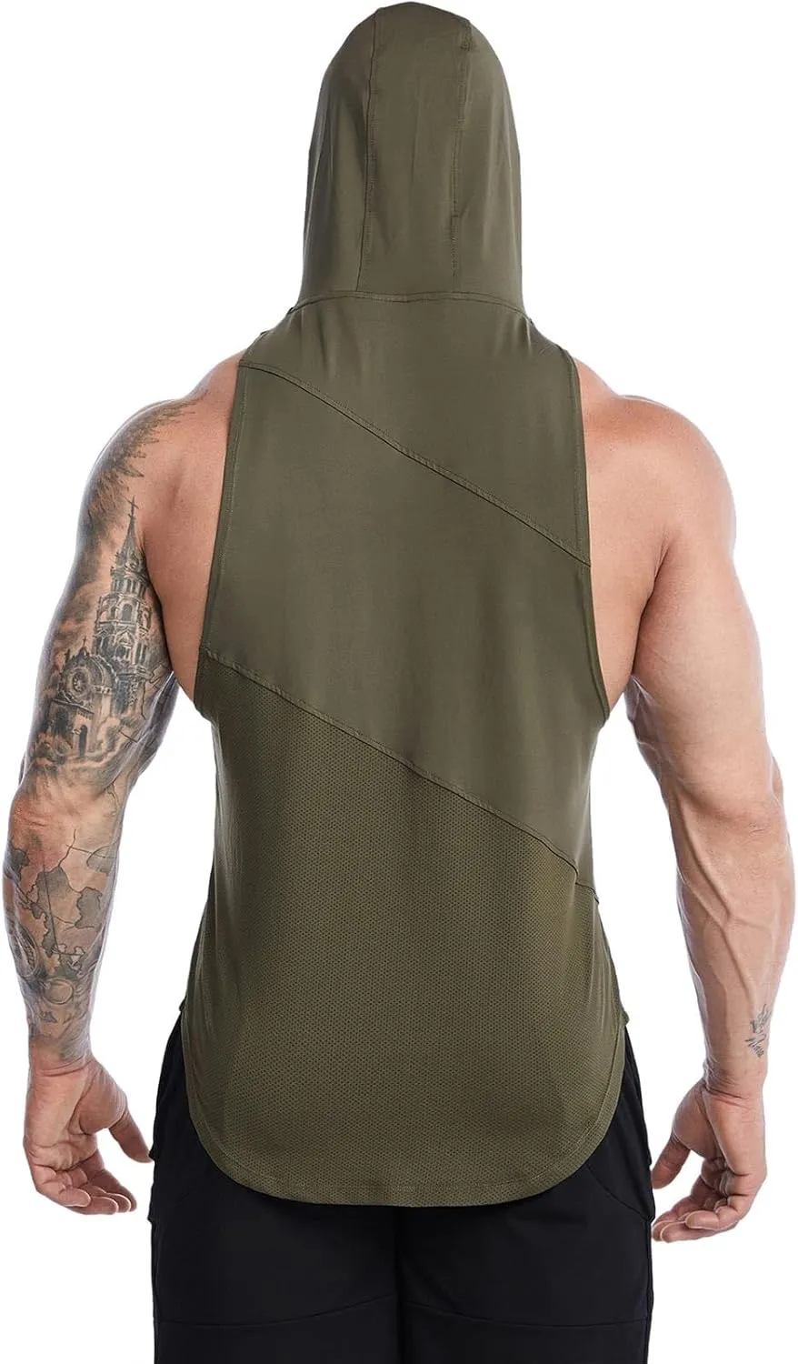 Sleeveless Hoodies for Men Quick Dry Tank Tops Summer Jogging Muscle Shirts Fitness Athletic Tees Workout Gym T-Shirt