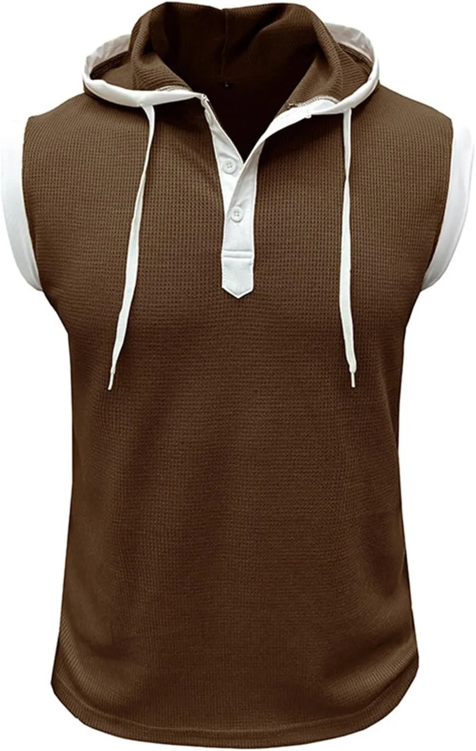 Sleeveless Hoodies for Men Waffle Tank Tops Hoodie Summer Muscle Gym Shirts Bodybuilding Casual Beach Hippie T Shirt
