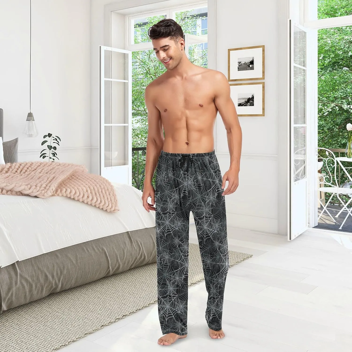 Spider Web Pattern Halloween Men's Pajama Pants Sleepwear Lounge Pajama Bottoms