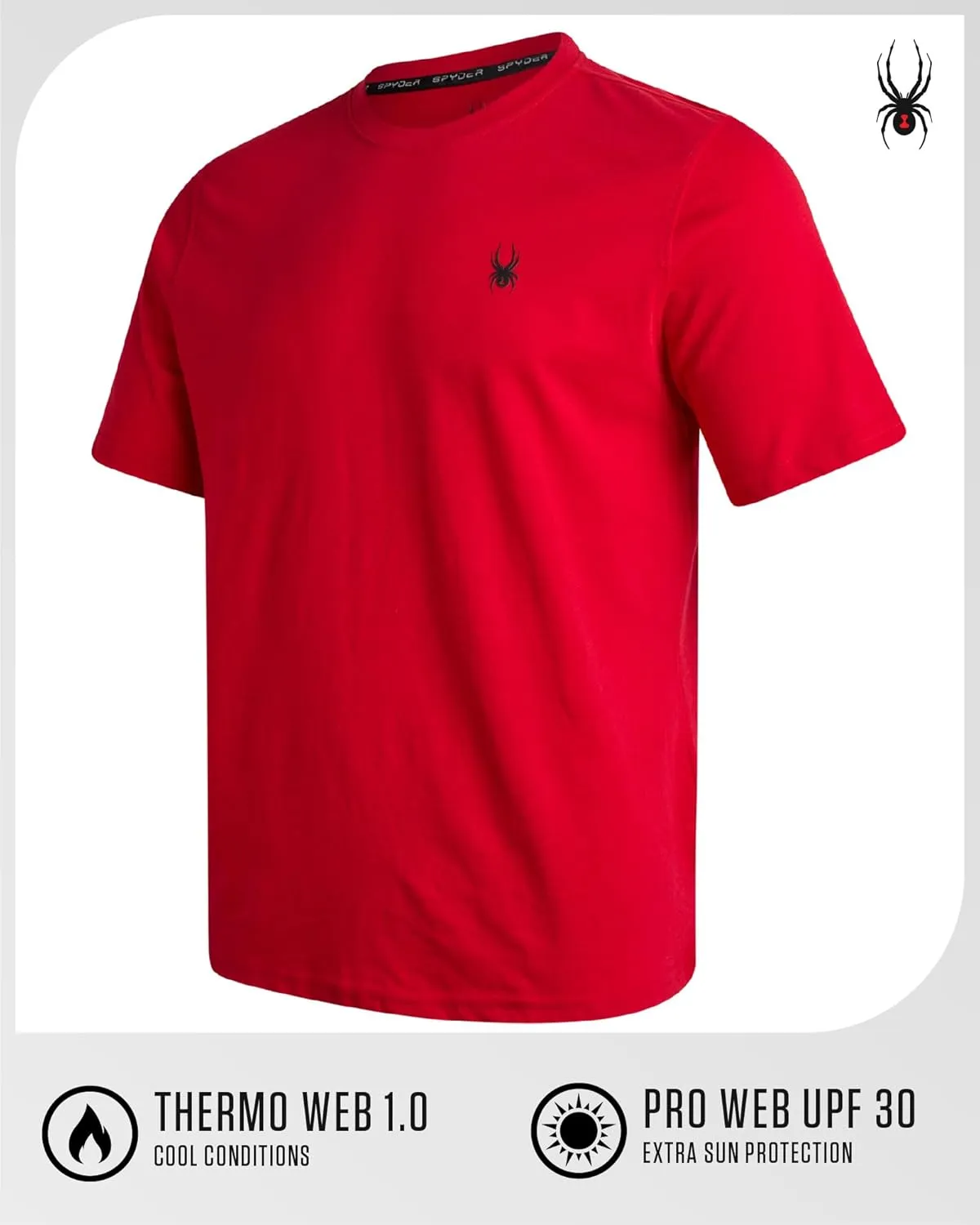 Spyder Mens T-Shirts - Soft Cotton Blend Jersey Crewneck Short Sleeve Shirts for Men, Casual Shirts for Workout & Daily Wear