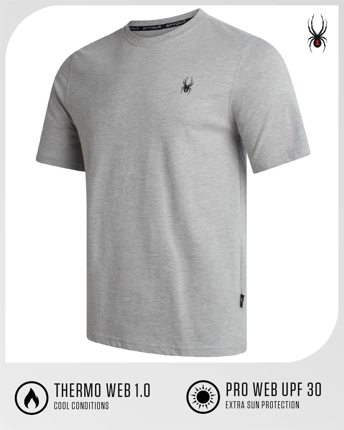 Spyder Mens T-Shirts - Soft Cotton Blend Jersey Crewneck Short Sleeve Shirts for Men, Casual Shirts for Workout & Daily Wear