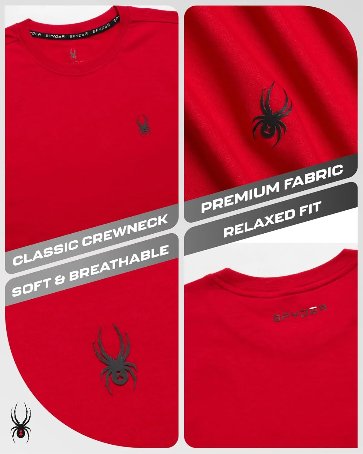 Spyder Mens T-Shirts - Soft Cotton Blend Jersey Crewneck Short Sleeve Shirts for Men, Casual Shirts for Workout & Daily Wear