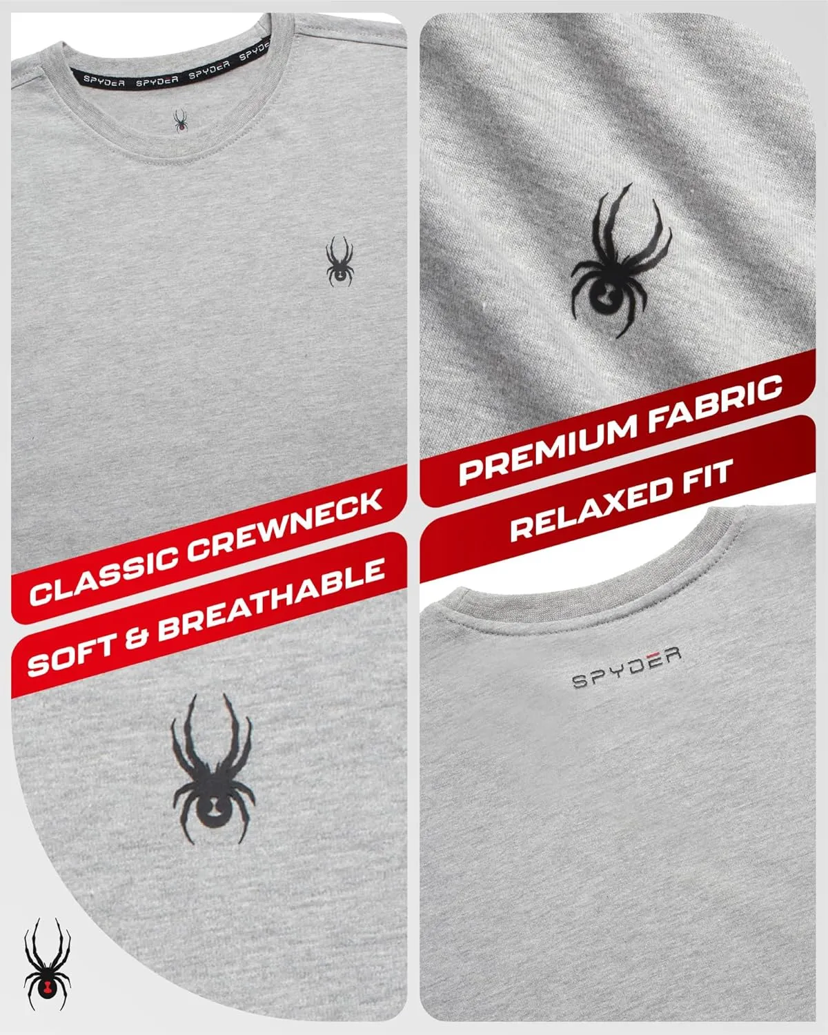 Spyder Mens T-Shirts - Soft Cotton Blend Jersey Crewneck Short Sleeve Shirts for Men, Casual Shirts for Workout & Daily Wear
