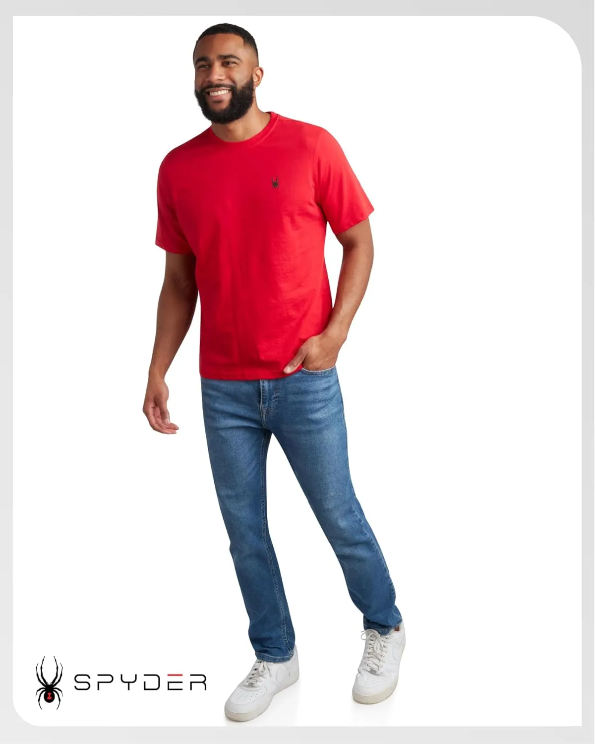Spyder Mens T-Shirts - Soft Cotton Blend Jersey Crewneck Short Sleeve Shirts for Men, Casual Shirts for Workout & Daily Wear