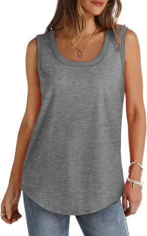 Summer Tank Top for Women Sleeveless Cotton Tee Shirts Loose Crew Neck Casual Shirt Oversized Workout Tank Top 2025