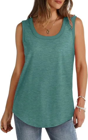 Summer Tank Top for Women Sleeveless Cotton Tee Shirts Loose Crew Neck Casual Shirt Oversized Workout Tank Top 2025