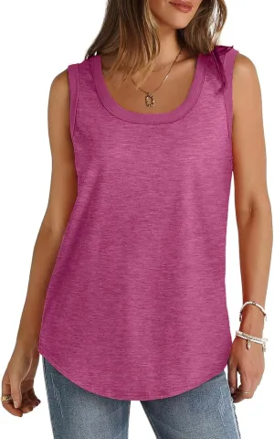 Summer Tank Top for Women Sleeveless Cotton Tee Shirts Loose Crew Neck Casual Shirt Oversized Workout Tank Top 2025