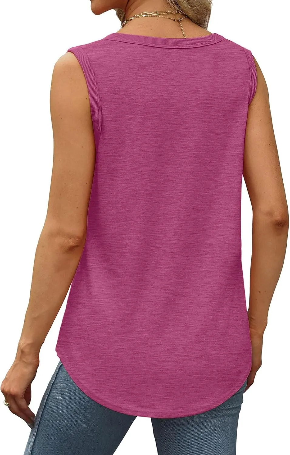 Summer Tank Top for Women Sleeveless Cotton Tee Shirts Loose Crew Neck Casual Shirt Oversized Workout Tank Top 2025