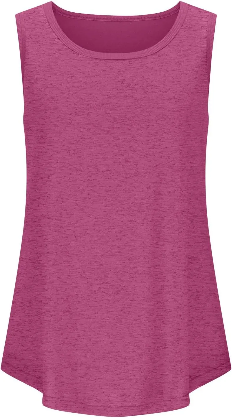 Summer Tank Top for Women Sleeveless Cotton Tee Shirts Loose Crew Neck Casual Shirt Oversized Workout Tank Top 2025